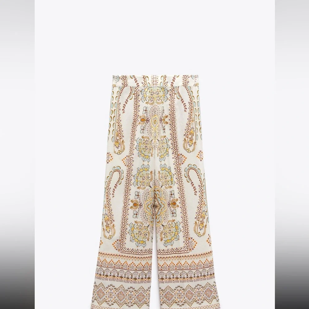 Zara printed linen blend pants